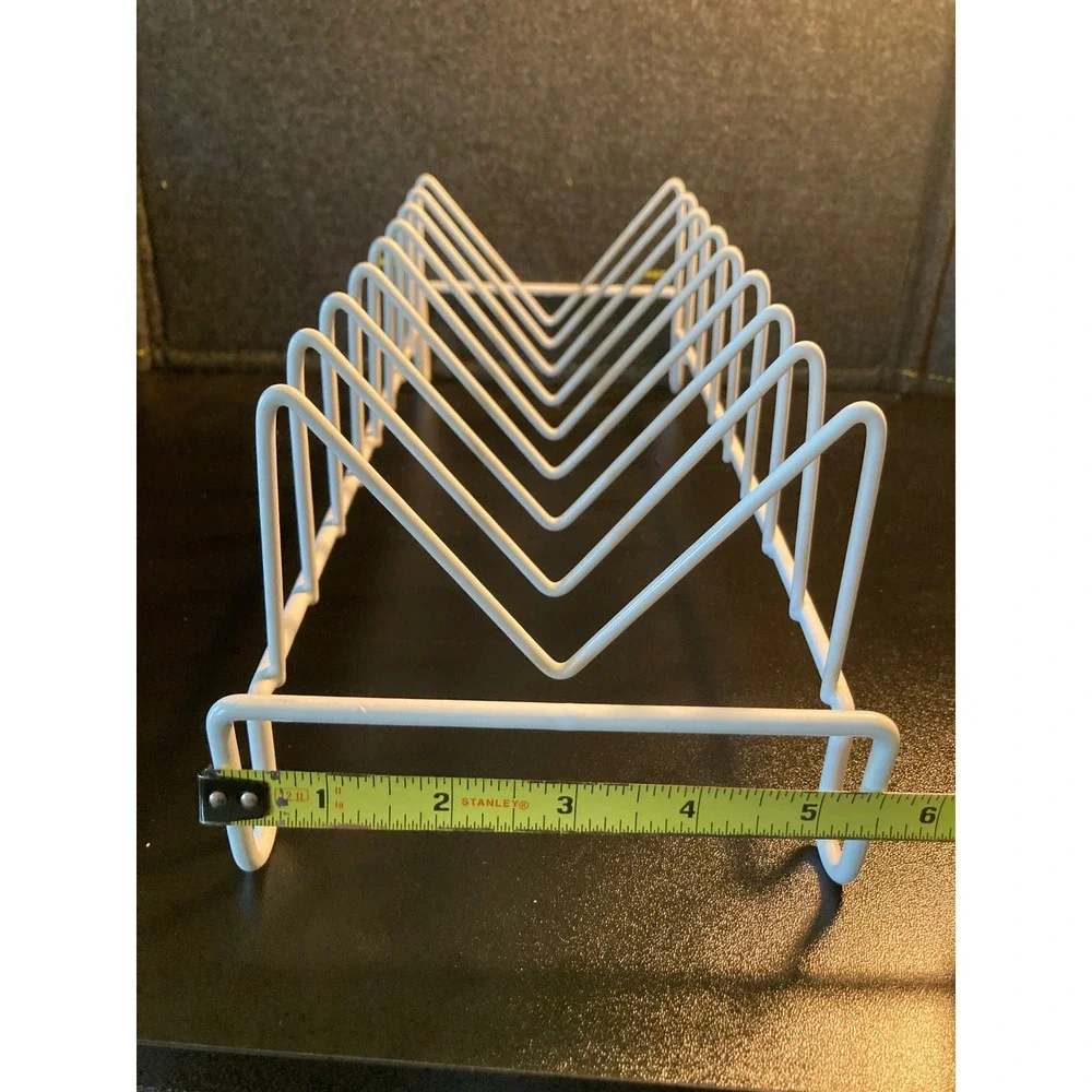White Vinyl Coated Wire Organizer Rack Set of 4 Pot Lid Plate File Sorter White